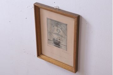 アンティーク雑貨　イギリスビンテージ　壁掛け絵画　フレーム(船)