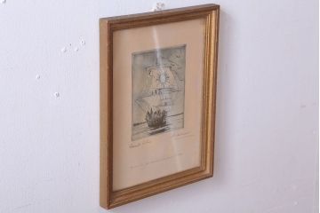 アンティーク雑貨　イギリスビンテージ　壁掛け絵画　フレーム(船)