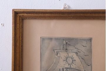 アンティーク雑貨　イギリスビンテージ　壁掛け絵画　フレーム(船)