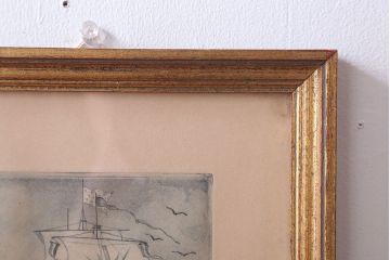 アンティーク雑貨　イギリスビンテージ　壁掛け絵画　フレーム(船)