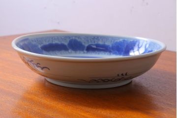 古民具・骨董　幕末〜明治　アンティーク染付一尺皿(伊万里)