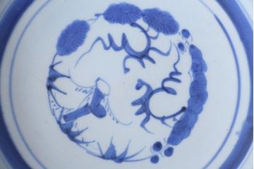 古民具・骨董　幕末〜明治　アンティーク染付一尺皿(伊万里)