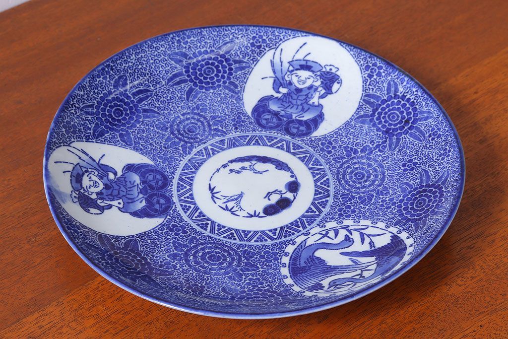 アンティーク雑貨　古民具・骨董　明治期　大黒の図　アンティーク印判皿