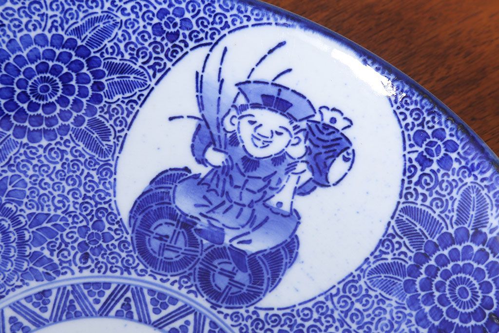 アンティーク雑貨　古民具・骨董　明治期　大黒の図　アンティーク印判皿