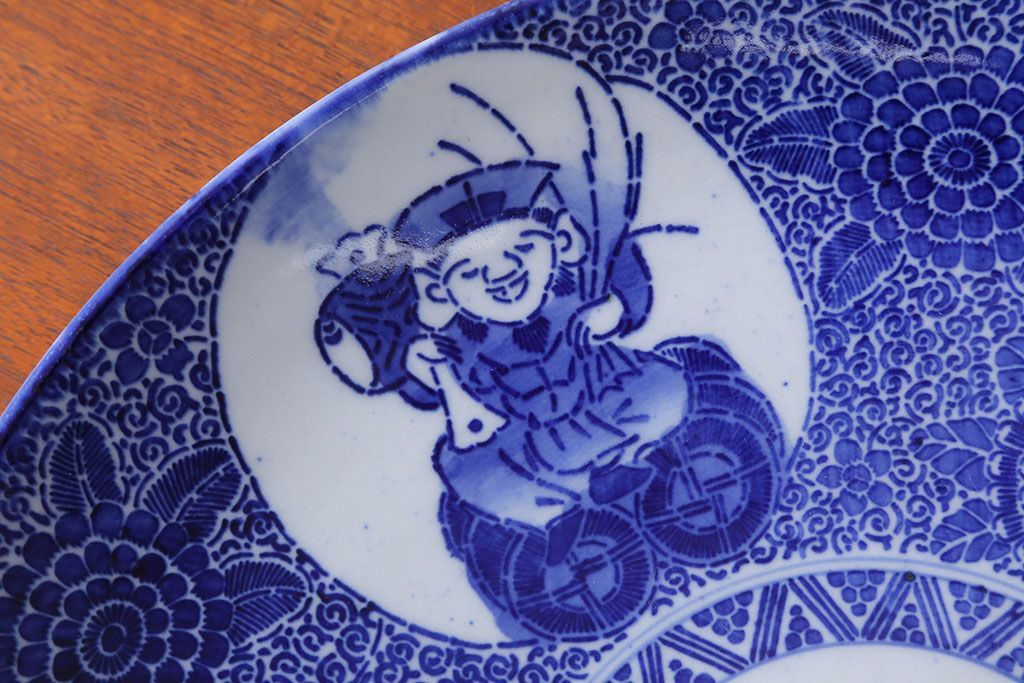 アンティーク雑貨　古民具・骨董　明治期　大黒の図　アンティーク印判皿