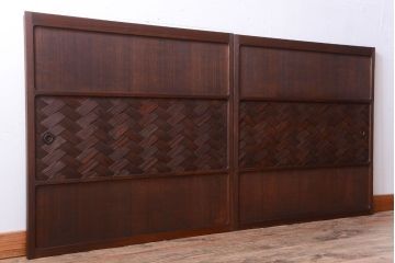 和製アンティーク　高級品!網代(あじろ)の木製引き戸2枚セット