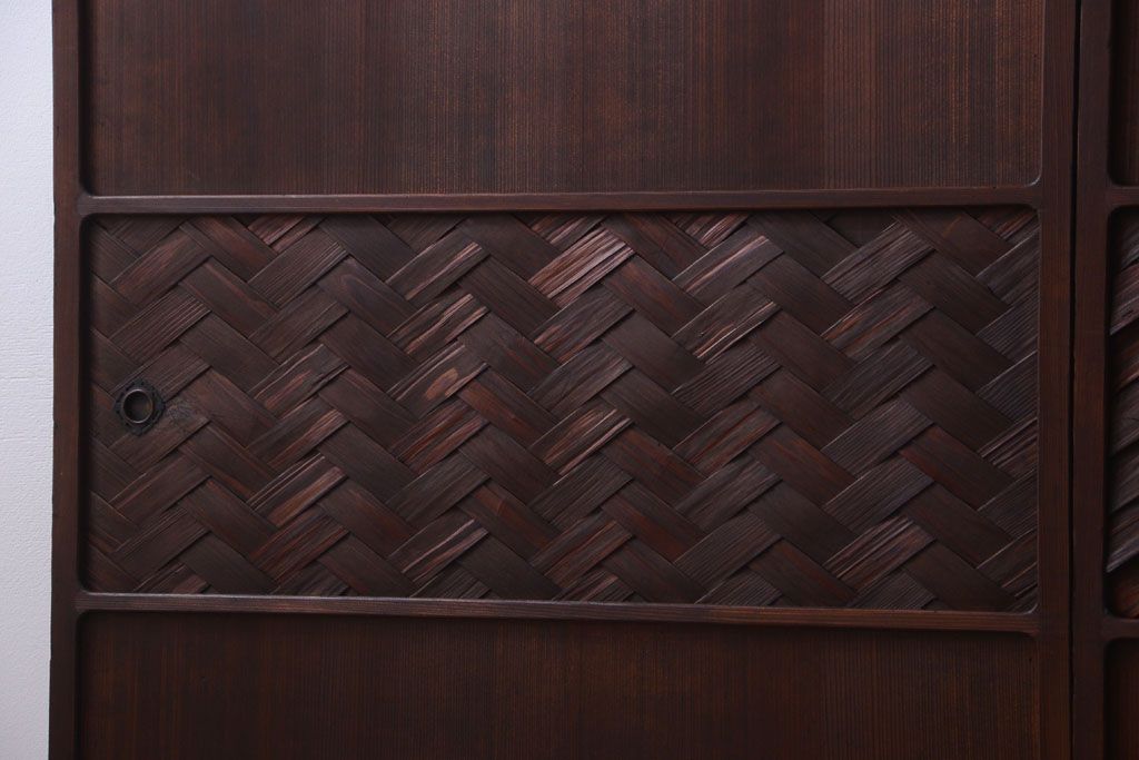 和製アンティーク　高級品!網代(あじろ)の木製引き戸2枚セット