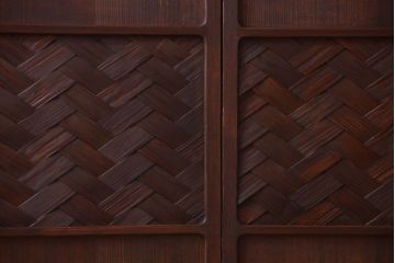 和製アンティーク　高級品!網代(あじろ)の木製引き戸2枚セット