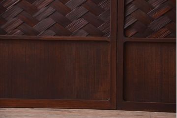 和製アンティーク　高級品!網代(あじろ)の木製引き戸2枚セット