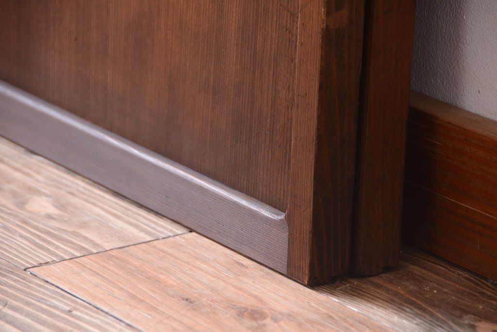 和製アンティーク　高級品!網代(あじろ)の木製引き戸2枚セット