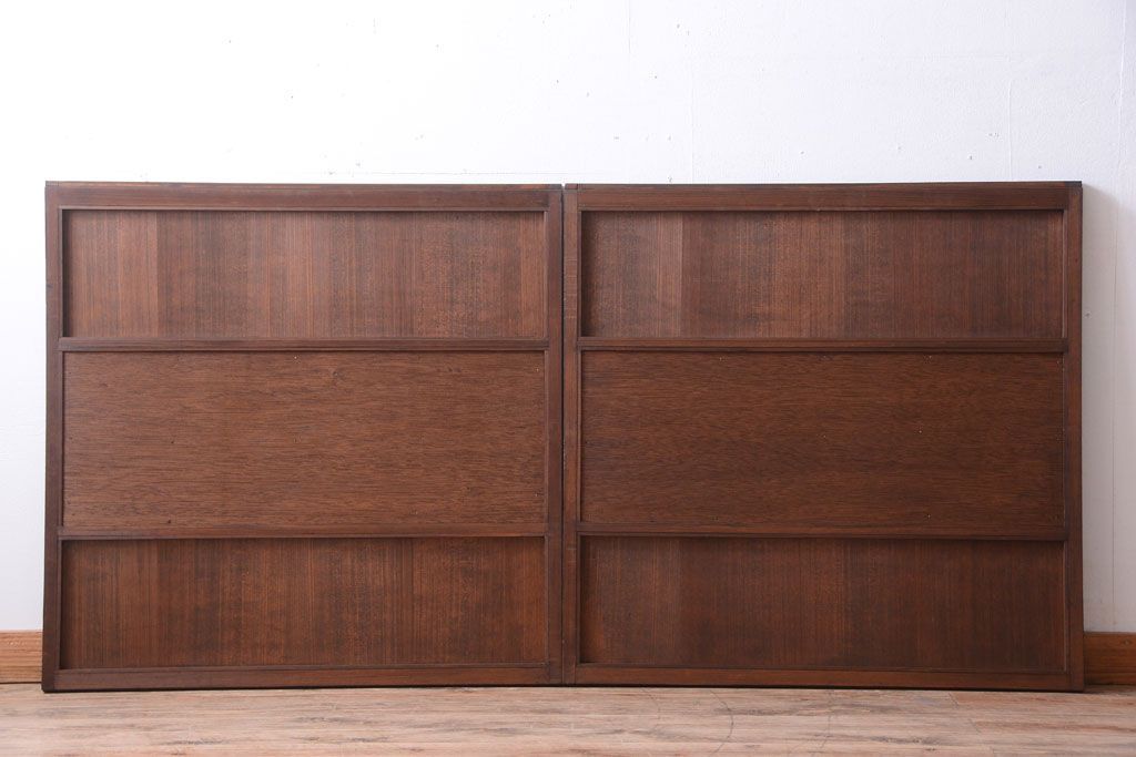 和製アンティーク　高級品!網代(あじろ)の木製引き戸2枚セット