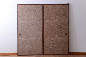 アンティーク　拓本染め白石和紙張り!高級襖2枚セット