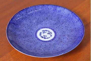 アンティーク雑貨　古民具・骨董　明治期　微塵唐草　アンティーク一尺一寸印判皿(1)