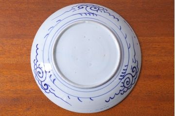 アンティーク雑貨　古民具・骨董　明治期　微塵唐草　アンティーク一尺一寸印判皿(1)