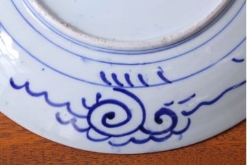 アンティーク雑貨　古民具・骨董　明治期　微塵唐草　アンティーク一尺一寸印判皿(1)