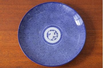 アンティーク雑貨　古民具・骨董　明治期　微塵唐草　アンティーク一尺一寸印判皿(2)