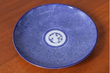 アンティーク雑貨　古民具・骨董　明治期　微塵唐草　アンティーク一尺一寸印判皿(2)