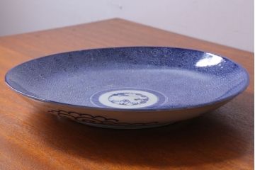 アンティーク雑貨　古民具・骨董　明治期　微塵唐草　アンティーク一尺一寸印判皿(2)