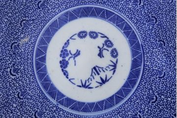 アンティーク雑貨　古民具・骨董　明治期　微塵唐草　アンティーク一尺一寸印判皿(2)