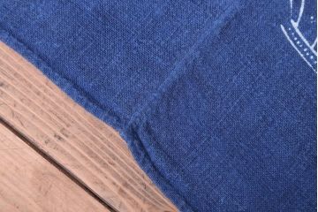 アンティーク雑貨　アンティーク　インディゴ(藍)染めハンガリーリネンのテーブルクロス(カップ&ソーサー柄)