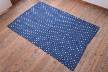 アンティーク雑貨　アンティーク　インディゴ(藍)染めハンガリーリネンのテーブルクロス(ドット柄)