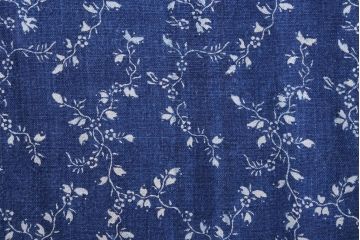 アンティーク雑貨　アンティーク　インディゴ(藍)染めハンガリーリネンのテーブルクロス(花柄)(3)