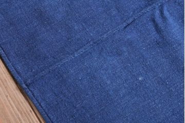 アンティーク雑貨　アンティーク　インディゴ(藍)染めハンガリーリネンのテーブルクロス(ドット&レース柄)