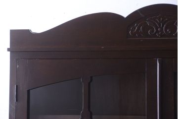 アンティーク家具　和製アンティーク　当時物色ガラス入り!古い木製の特大本箱