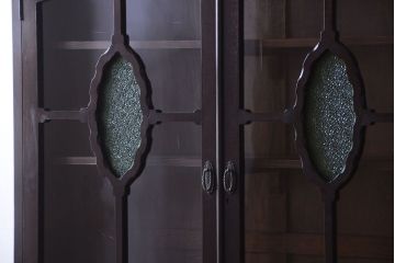 アンティーク家具　和製アンティーク　当時物色ガラス入り!古い木製の特大本箱