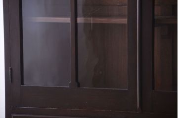 アンティーク家具　和製アンティーク　当時物色ガラス入り!古い木製の特大本箱