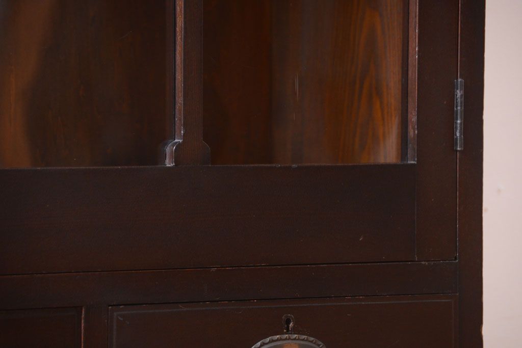 アンティーク家具　和製アンティーク　当時物色ガラス入り!古い木製の特大本箱