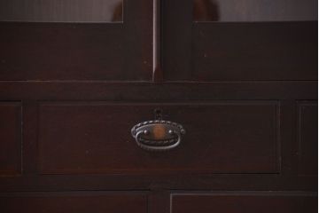 アンティーク家具　和製アンティーク　当時物色ガラス入り!古い木製の特大本箱