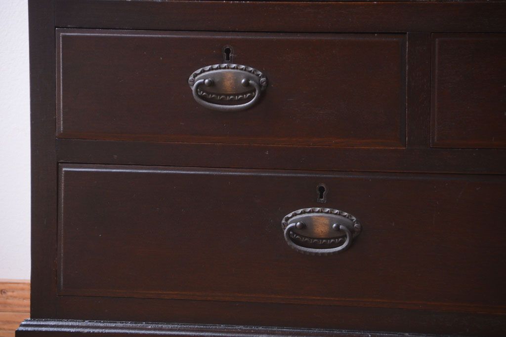 アンティーク家具　和製アンティーク　当時物色ガラス入り!古い木製の特大本箱