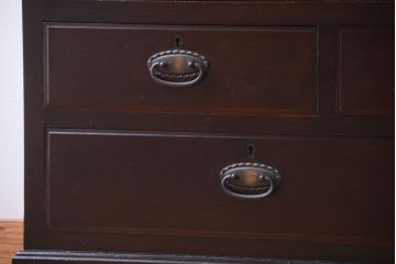 アンティーク家具　和製アンティーク　当時物色ガラス入り!古い木製の特大本箱