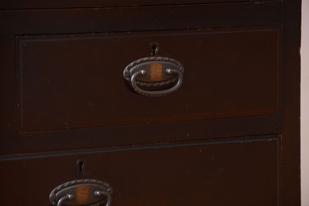 アンティーク家具　和製アンティーク　当時物色ガラス入り!古い木製の特大本箱