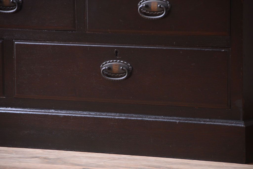 アンティーク家具　和製アンティーク　当時物色ガラス入り!古い木製の特大本箱