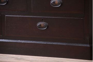 アンティーク家具　和製アンティーク　当時物色ガラス入り!古い木製の特大本箱