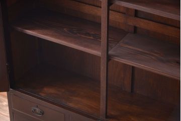 アンティーク家具　和製アンティーク　当時物色ガラス入り!古い木製の特大本箱