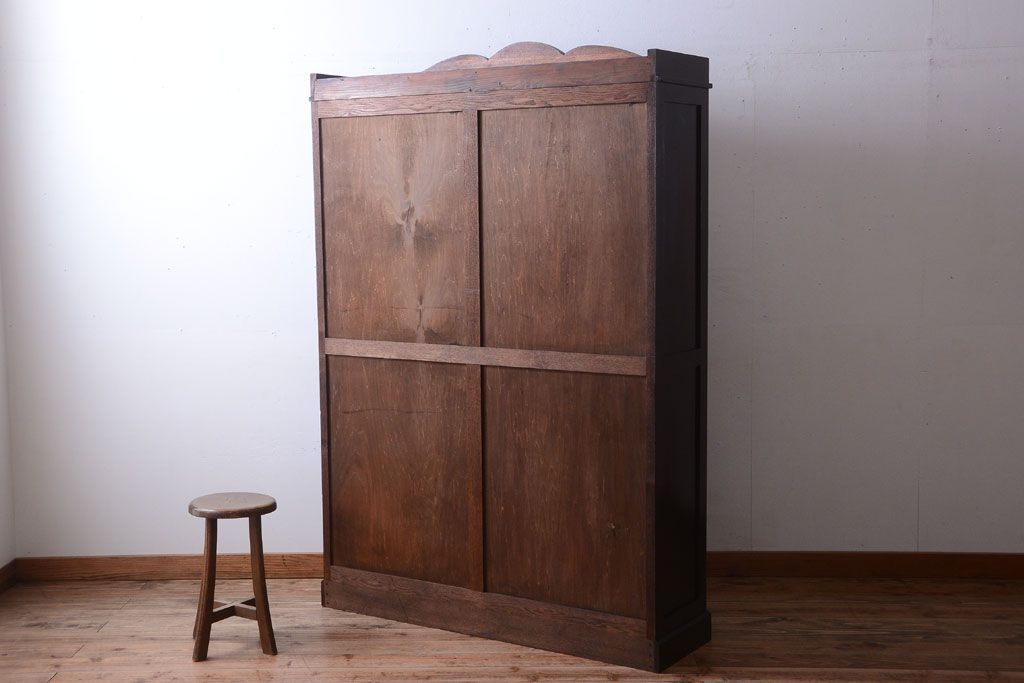 アンティーク家具　和製アンティーク　当時物色ガラス入り!古い木製の特大本箱