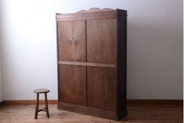 アンティーク家具　和製アンティーク　当時物色ガラス入り!古い木製の特大本箱