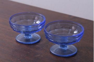 アンティーク雑貨　和製アンティーク　レトロな氷コップ2個セット(プレスガラス)(2)