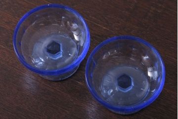 アンティーク雑貨　和製アンティーク　レトロな氷コップ2個セット(プレスガラス)(2)
