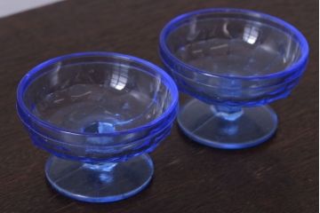 アンティーク雑貨　和製アンティーク　レトロな氷コップ2個セット(プレスガラス)(2)