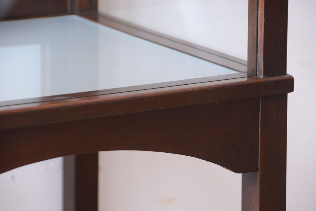 アンティーク家具　大正ロマン　脚付き!古いタバコ屋の当時物色ガラス入りアンティーク縦型ガラスケース