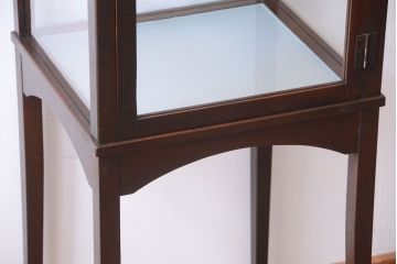 アンティーク家具　大正ロマン　脚付き!古いタバコ屋の当時物色ガラス入りアンティーク縦型ガラスケース