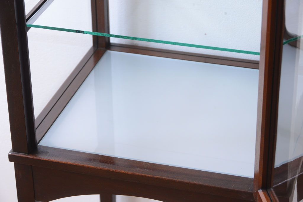 アンティーク家具　大正ロマン　脚付き!古いタバコ屋の当時物色ガラス入りアンティーク縦型ガラスケース