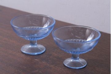 アンティーク雑貨　昭和レトロ　氷コップ2個セット(プレスガラス)(1)