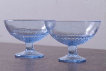 アンティーク雑貨　昭和レトロ　氷コップ2個セット(プレスガラス)(1)