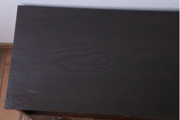 アンティーク家具　和製アンティーク　鉄脚付き!結霜ガラス引き戸のローボード