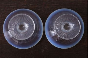アンティーク雑貨　昭和レトロ　乳白色縁の氷コップ2個セット(プレスガラス)(1)